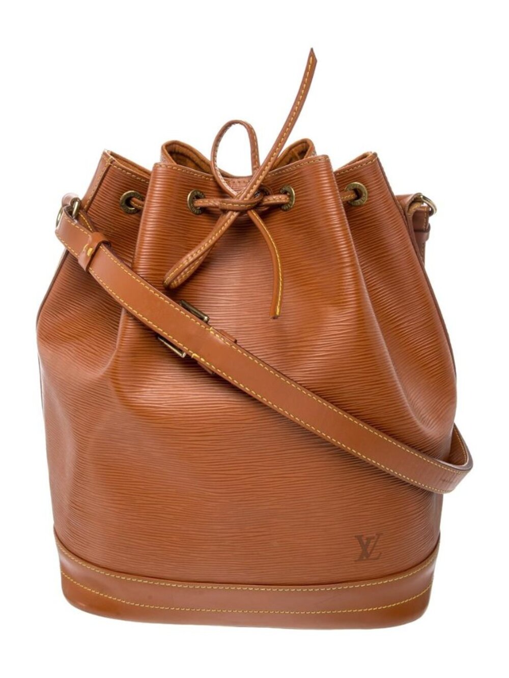 Louis Vuitton Epi Noé Vintage Brown Leather Bucket Shoulder Bag Drawstring